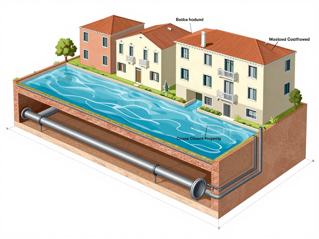 Diagram showing high water table impact on Venice canal district drains