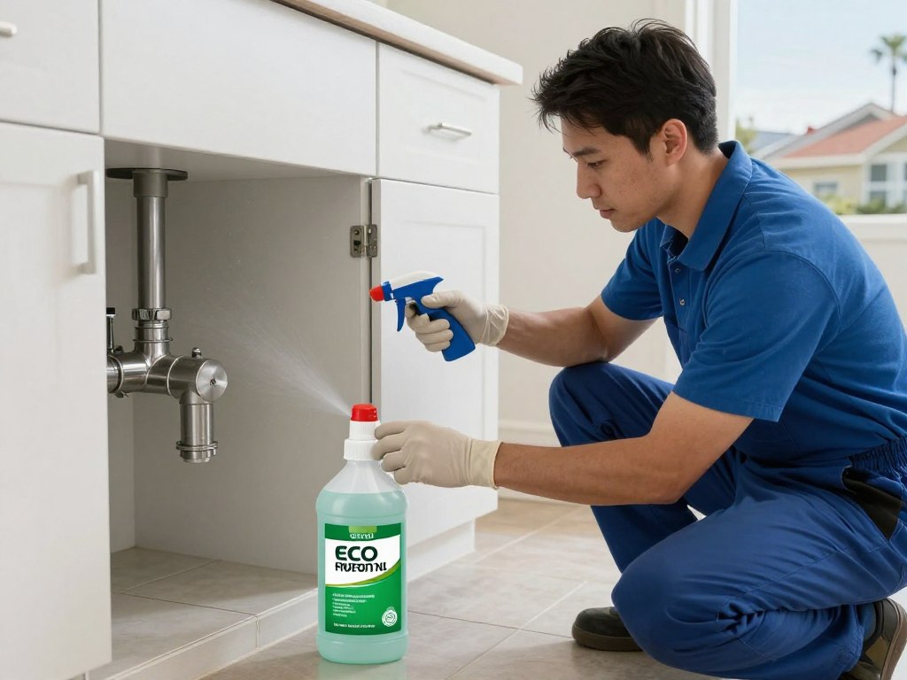 Eco-friendly enzyme drain treatment being applied