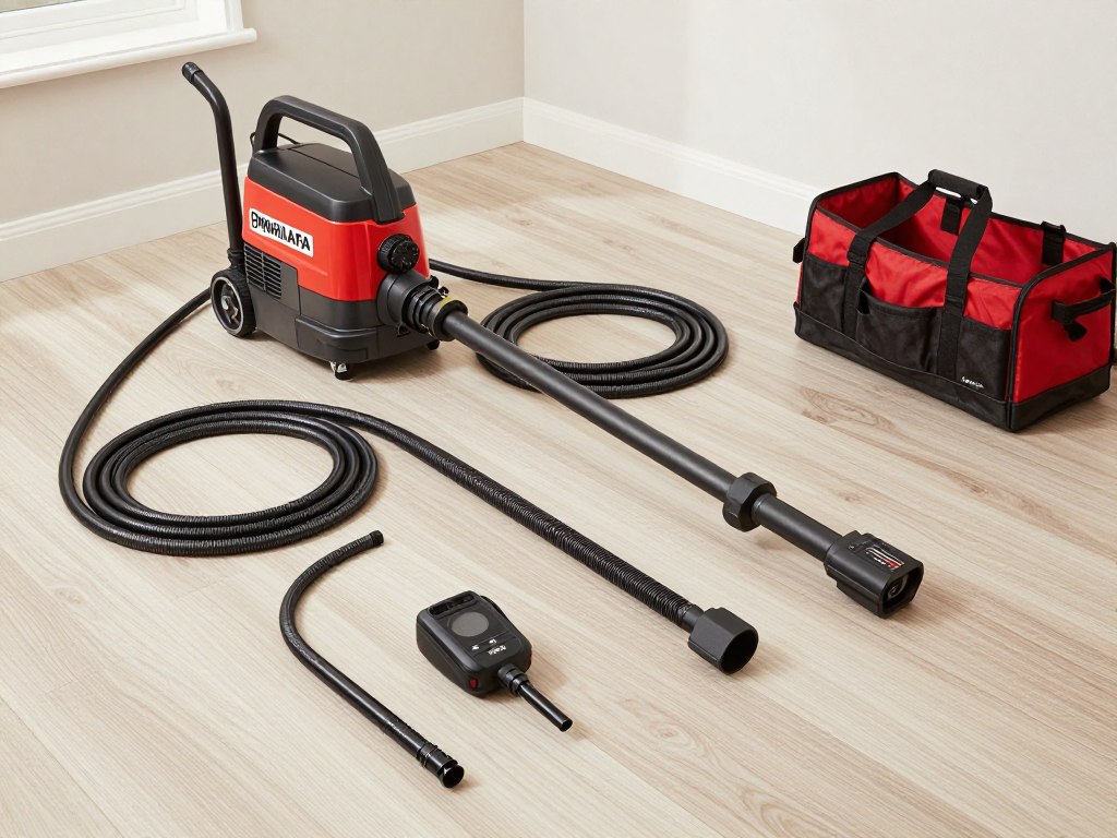 Emergency drain cleaning equipment including hydro jetting machine ready for Koreatown service call