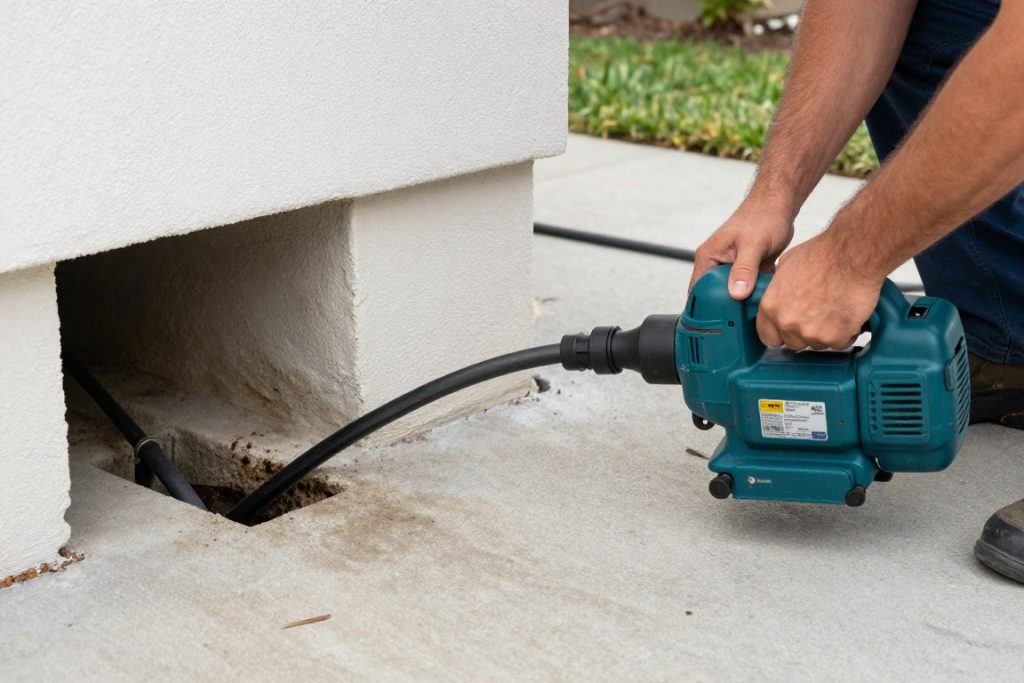 Motorized drain snake clearing clog in Venice property