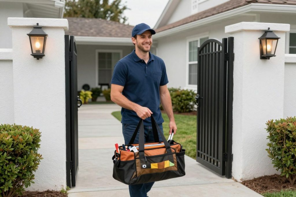 Professional plumber arriving for same day drain cleaning in Venice residence