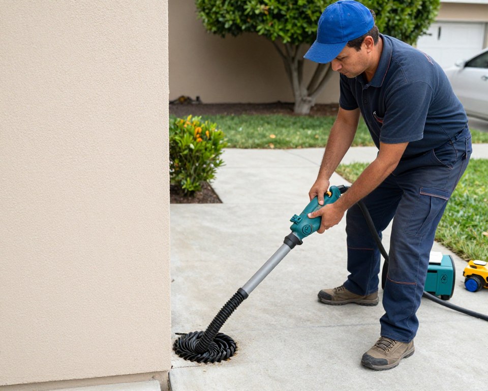 Professional using drain snake tool for clog removal in Venice home