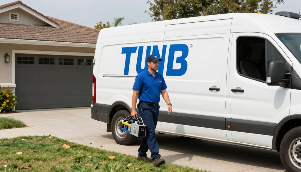 Same day drain cleaning service Santa Monica technician arriving