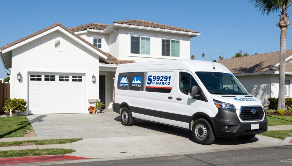 Same day service plumbing van arriving at Venice CA home