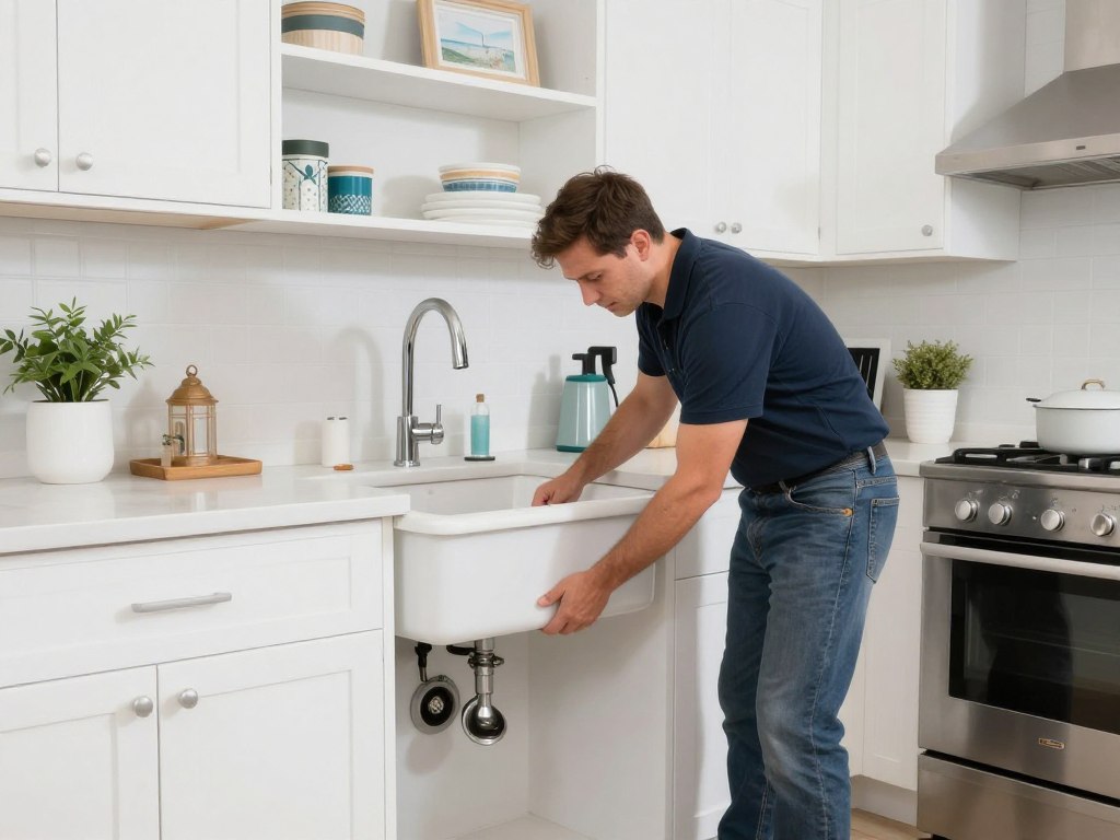 Venice Beach home kitchen with clogged sink being serviced