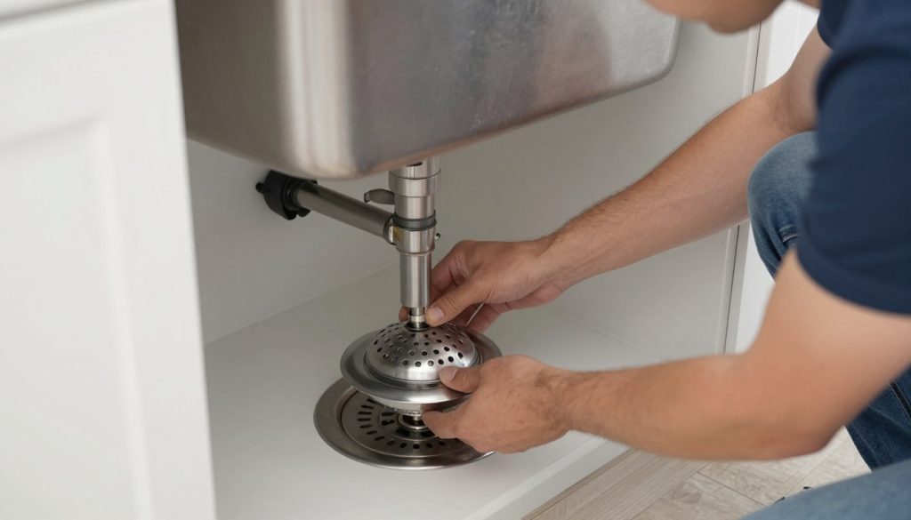 Venice homeowner performing routine drain maintenance